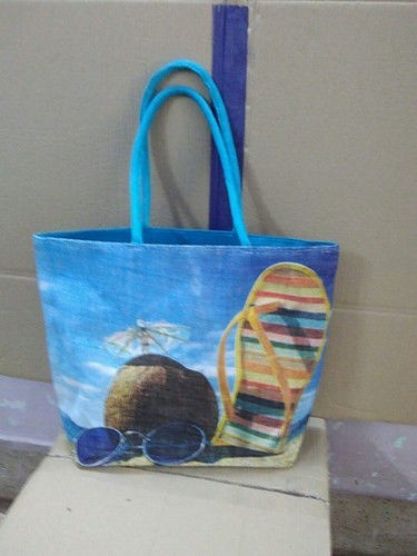 Multicolor Beach Printed Ladies Jute Bag