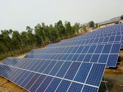 Dark Blue Solar Power Plant Panel