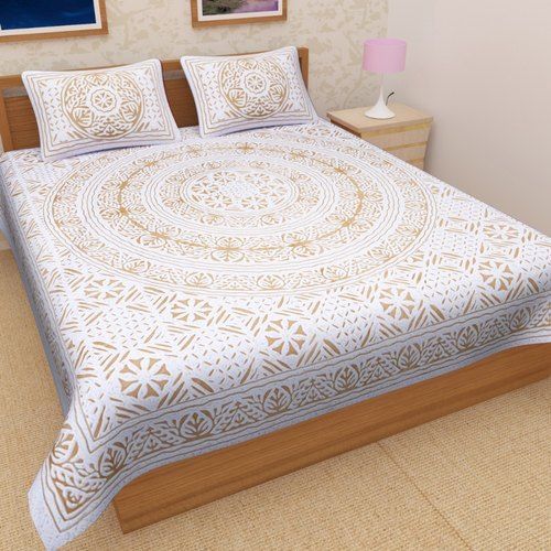 Multicoor Cut Work Print Cotton Double Bed Sheet