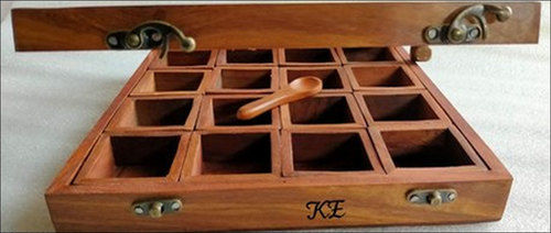 Brown Kitchen Square Wooden Spice Box