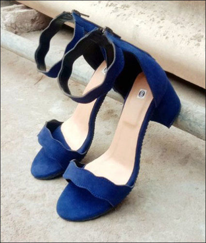 Black Ladies Blue Party Wear High Heel Sandals