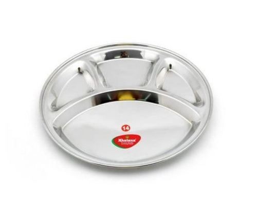 Silver 14 Inch Ss Compartment Dinner Plates