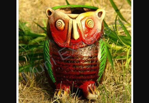 Handmade Owl Shape Clay Planter