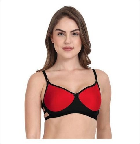 Cotton Womens Designer Red And Black Bra