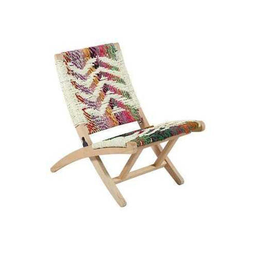 Multicolor Printed Polished Wooden Chair