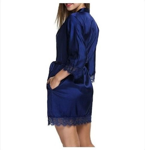 Plain Ladies Medium Length Blue Robe