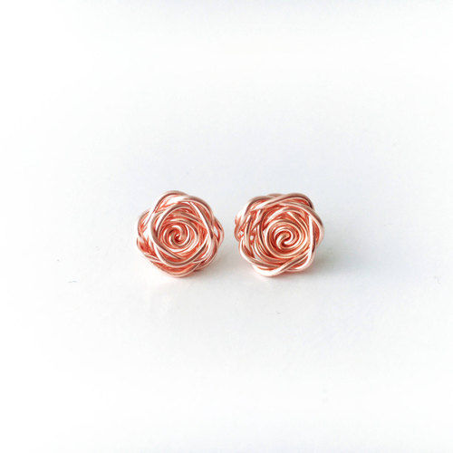 Sterling Silver Earrings 92.5 Rose Gold Plated Size: 5