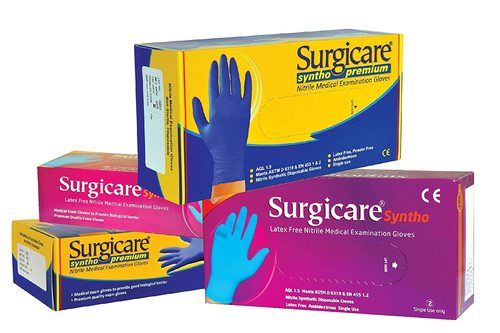 Nitrile Surgicare Syntho प्रीमियम स्टेराइल मेडिकल एग्जामिनेशन ग्लव्स (100 का पैक) 