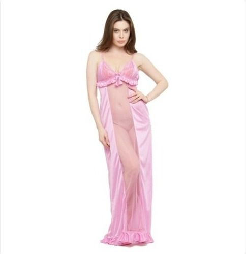 Various Womens Satin Sheer Lace Long Night Gown