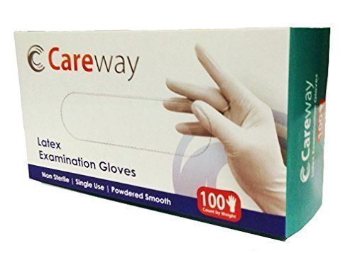 Quick Dry Careway Latex Medical Examination Hand Gloves (100 Pcs)