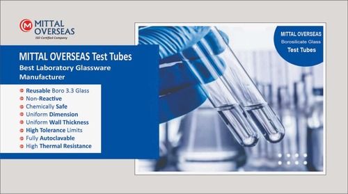 Culture Tube - Reusable Boro 3.3 Glass, High Thermal Resistance, Fully Autoclavable, Non-Reactive, Uniform Dimension, Uniform Wall Thickness, High Tolerance Limit