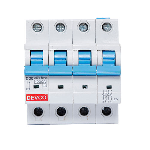 Grey Devco Four Pole Mcb (Fp) 20A