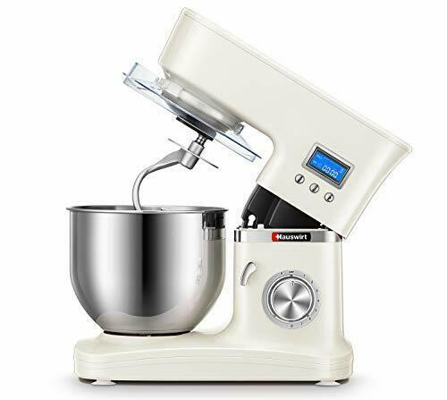 White/Sliva Hauswirt Stand Mixer, 3-In-1 Tilt-Head 4.5-Qt Electric Kitchen Tool With Digital Timer