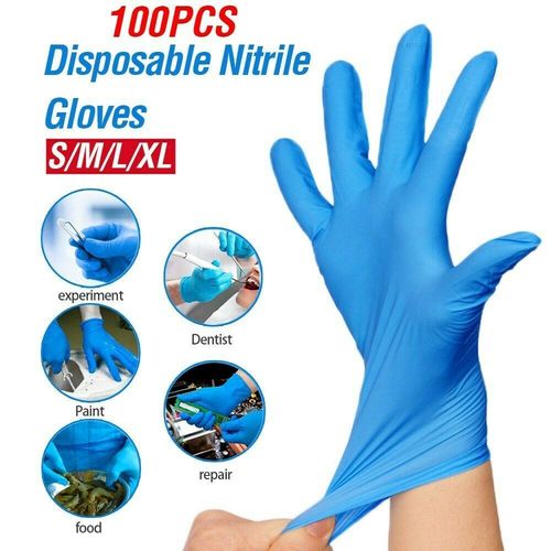 Disposable Nitrile Hand Gloves - New, Full Finger Style | Medical Usage, Plain Pattern, Blue Color, Box Packaging