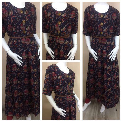 Mulicolor Ladies Cotton Printed Anarkali Kurti