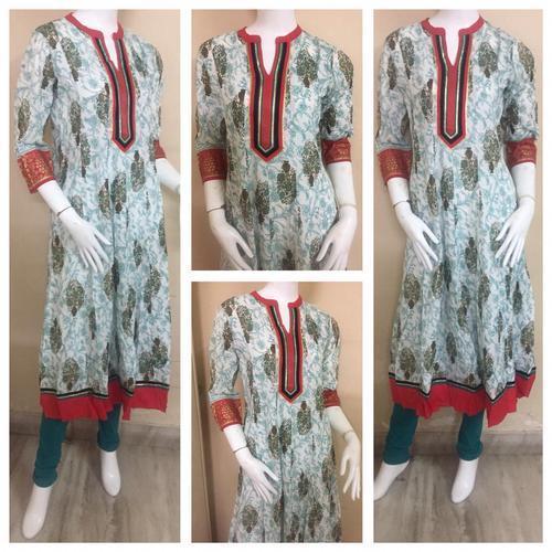 Mulicolor Leaf Printed Anarkali Kurti