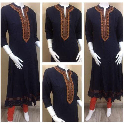 Mulicolor Navy Blue Embroidery Anarkali Kurti