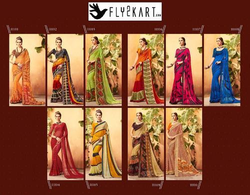 Ladies Georgette Lace Saree (Set 10 Piece)