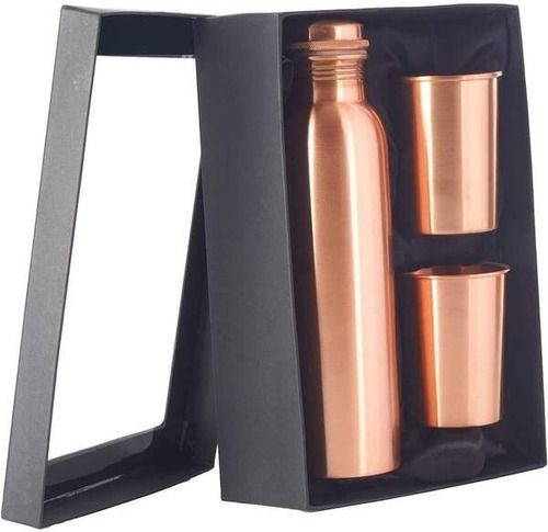 Round Copper Bottle And Glass Gift Set