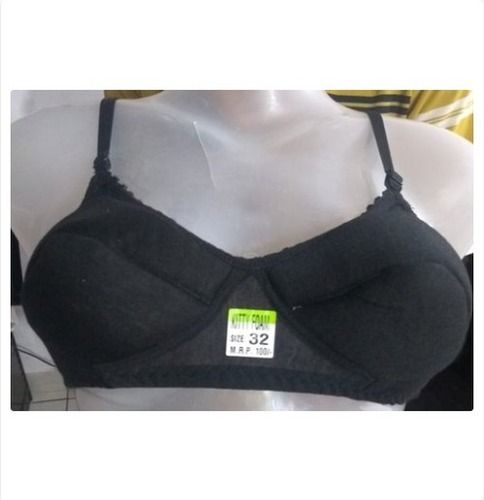 Ladies Plain Soft Black Bra