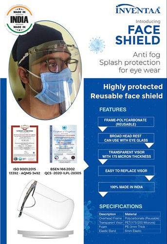 Anti Fog Protective Face Shield - Full Face Coverable, Transparent Design | Optimum Quality, Elegant Finish, Water Proof, Reusable