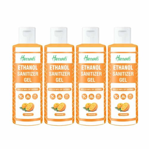 Harrods Herbal Natural Orange Ethanol Hand Sanitizer Gel Remove Bacteria Impurities Dirt & Disinfectent 100ml Pack of 4