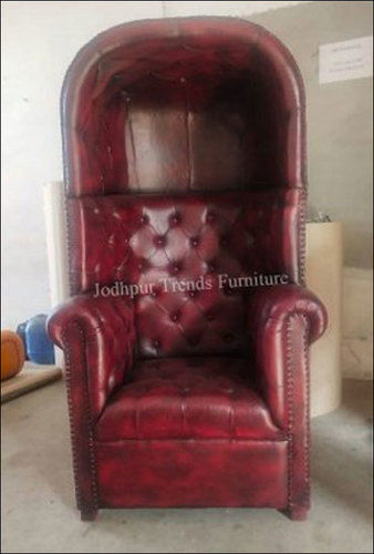 Leather Red Single Seater Sofa