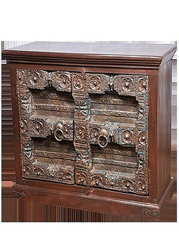 Antique Carving Door Wooden Bedside Table