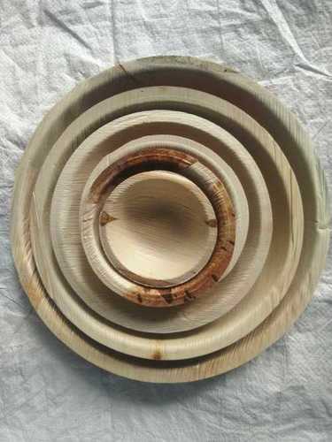 White And Brown Dried Areca Leaf Plates