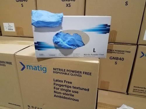 Blue/White Nitrile Powder Free Examination Gloves