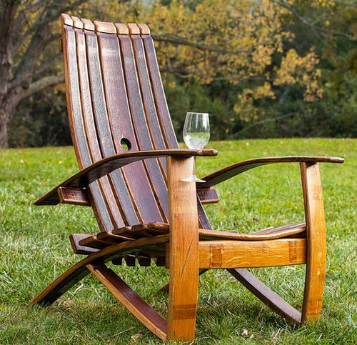 White Brown Barrel Wood Chair