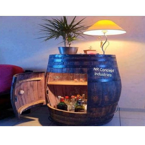 Brown Portable Wooden Bar Cabinet