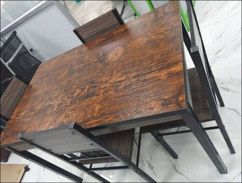 Modern Wooden Dining Table - Rectangular Shape, PVC & Wooden Material | For Indoor Use, Four-Seater, Brown Finish