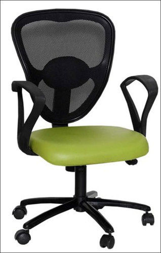 Easy To Clean Net Mesh Black And Green Hydraulic Office Visitor Chair