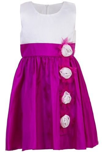 Pink And White Contrast Colored Gown For Kids