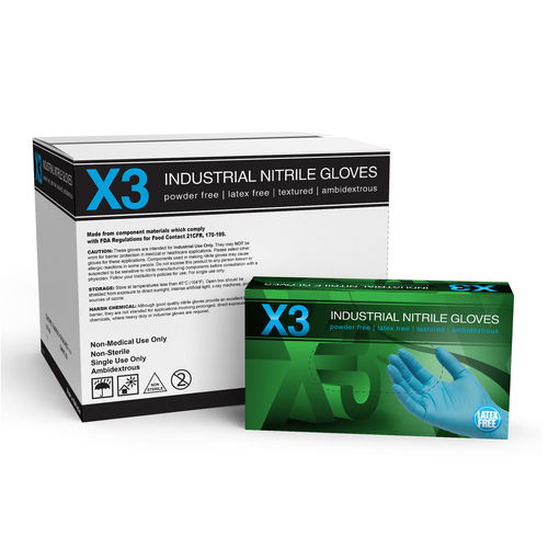 2020 Ammex X3 Nitrile Latex Free Industrial Disposable Gloves Size: Medium