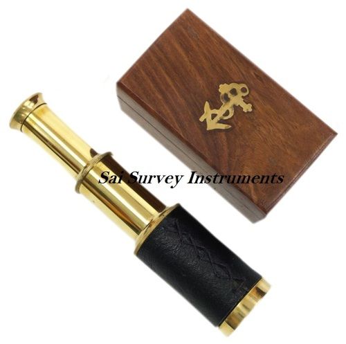 Brass Spyglass Telescope With Wooden Box Nautical Retractable Telescope 6 Brass Telescope Nautical Marine Gift  View Angle: Straight