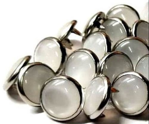 Round Pearl White Metal Garment Button