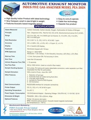 Plastic Vehicle Pollution Testing Machine