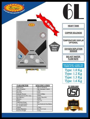 Heavy Duty And Long Life Gas Geyser Capacity: 6.5 Liter/Day