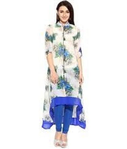 Various Colors Are Available Printed Ladies Georgette Kurti