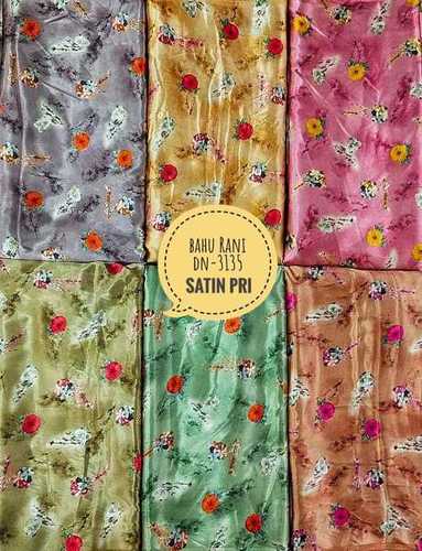 Multi Color Printed Satin Dress Fabrics