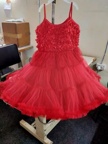 Red Frock With Stylish Detailing And Embellishments