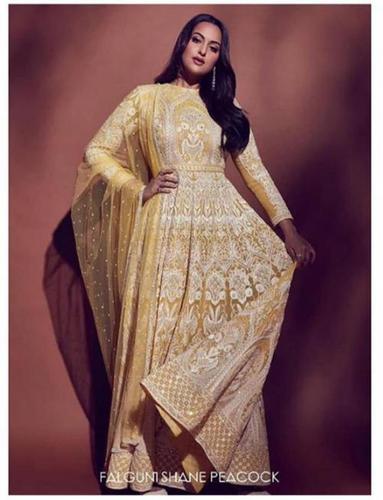 A Lemon Yellow Anarkali Suit