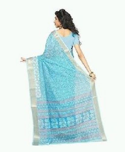 Party Wear Blue Pure Cotton Saree