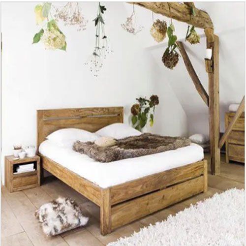 Designer Rectangular Wooden Double Bed