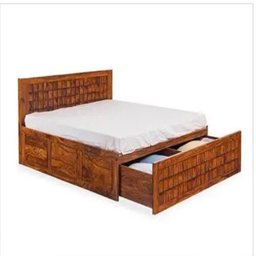 Brown Designer Solid Wooden Double Bed