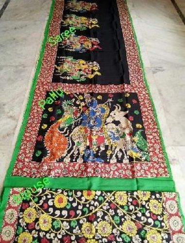 Various Colors  Are Available Madhubani Paintings Handmade Silk Sarees