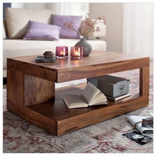 Brown Modular Rectangular Wooden Center Table