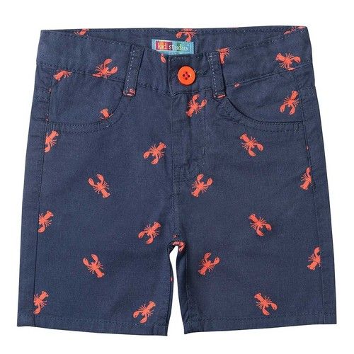 Navy Blue Printed Cotton All Over Boys Shorts